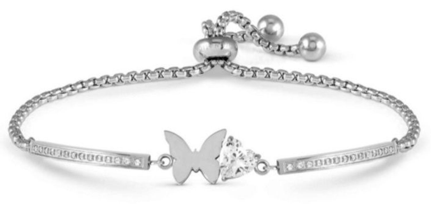 Bransoletka Milleluci Motylek i Serce – 028019 010 - stal nierdzewna, cyrkonie, regulowana.jpg